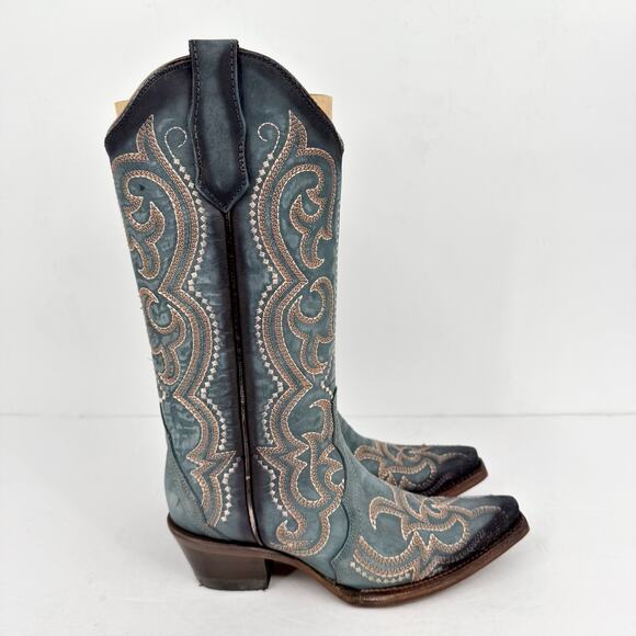 Corral Womens L5869 Western Cowboy Boots US 6 M EU 36.5 Blue Leather Stitch NIB - Picture 4 of 13